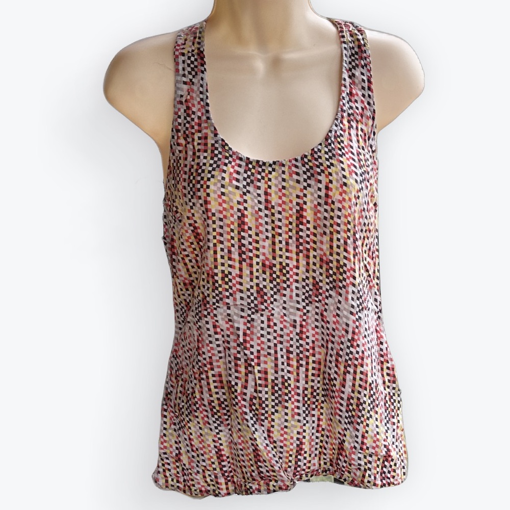 Colorful Arty Boho Rayon Racerback Athleisure Gym Workout Yoga Activewear Top~XS